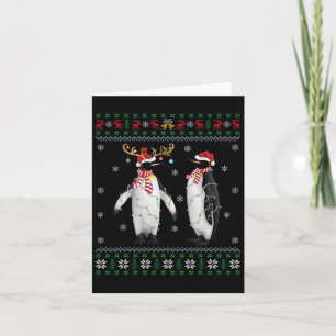 Cartão Ugly Xmas Tree Lights Santa Hat Penguin Chris