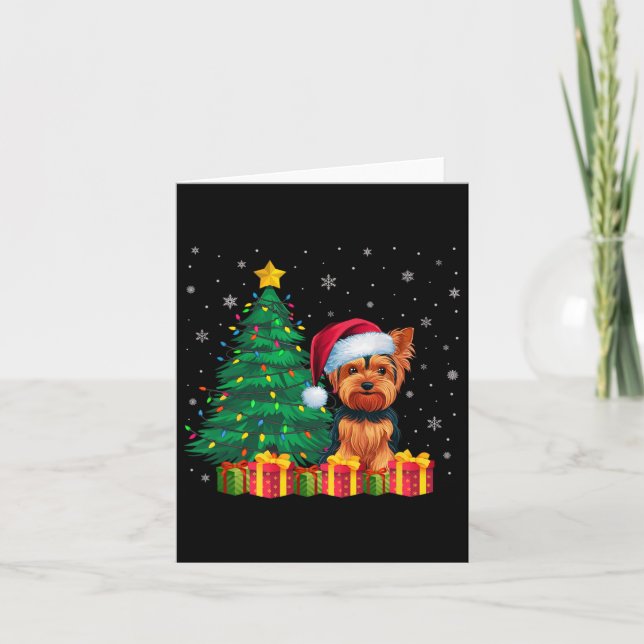 Cartão Ugly Yorkshire Terrier Santa Hat (Frente)