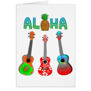 Cartão Ukulele havaiano Aloha Havaí