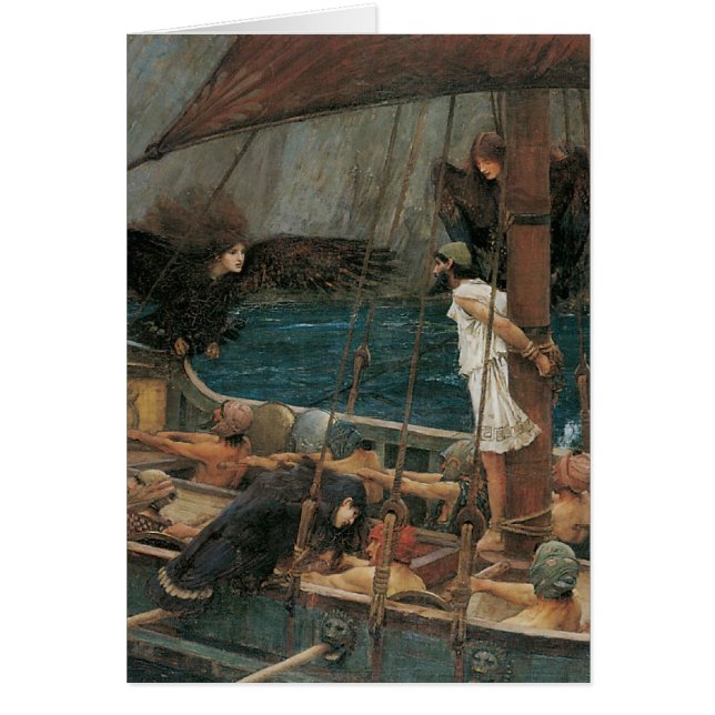 Cartão Ulisses e as Sirens por John William Waterhouse (Frente)