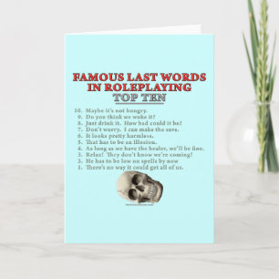 Cartão Últimas Palavras Famosas em Reprodução: Dez Melhor