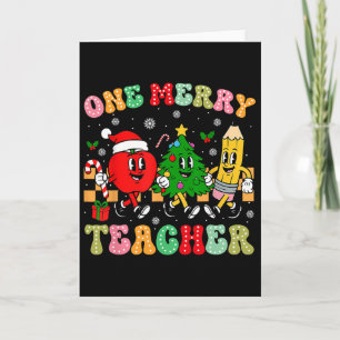 Cartão Um Alegre Professor Groovy Árvore de Natal Pjs Xma