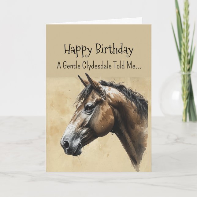 Cartão Um Aniversário da Personalidade dos Cavalos Clydes (Frente)