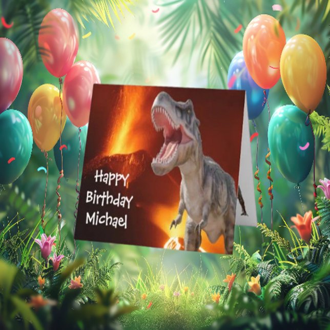 Cartão Um aniversário de Dino-Mite (celebrate a birthday with such an incredible theme—DINOSAURS!)