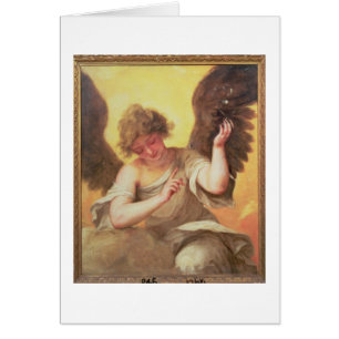 Cartão Um anjo que guardara uma garrafa de vidro