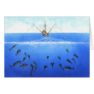 Cartão Um barco de pesca à linha