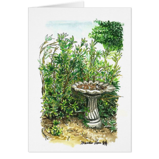 Cartão Um birdbath (Frente)