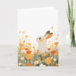 Cartão Um Campo Floral Selvagem de Coelho