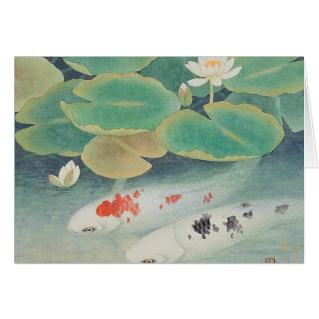 Cartão Um casal sob Lotus (Frente Horizontal)