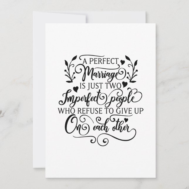 Cartão Um casamento perfeito é apenas duas pessoas imperf (Frente)