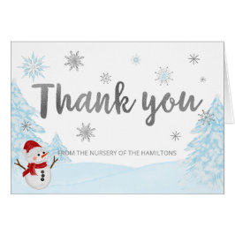 Cartão Um Chá de fraldas Azul Floco de Neve Obrigado