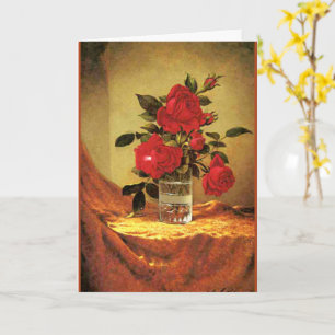 Cartão Um Copo de Rosas, arte fina,