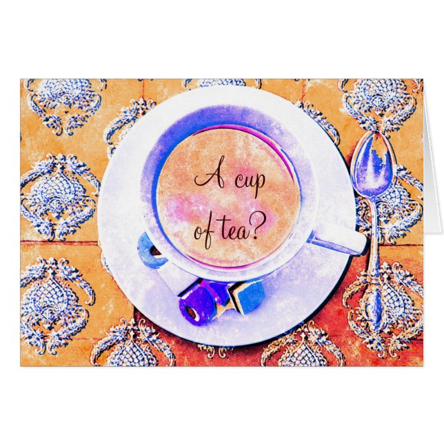 Cartão Um copo do chá - victorian do teacup denominado (Frente Horizontal)