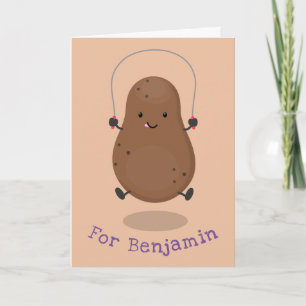Cartão Um desenho animado de corda de batata feliz