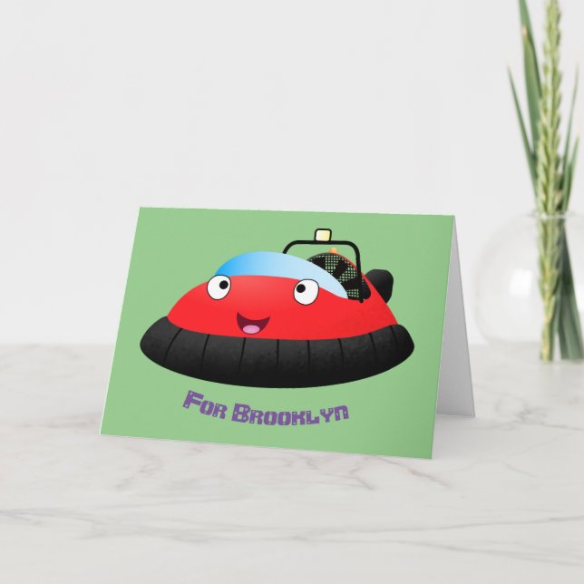 Cartão Um desenho animado de hovercraft, vermelho e bonit (Frente)