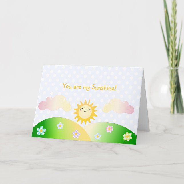 Cartão Um desenho animado do Sol Kawaii (Frente)