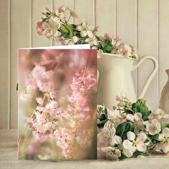 Cartão Um Desfoque De Vazio Selvagem Rosa (Charming pink weeping willow card, perfect for heartfelt, personalized messages.)