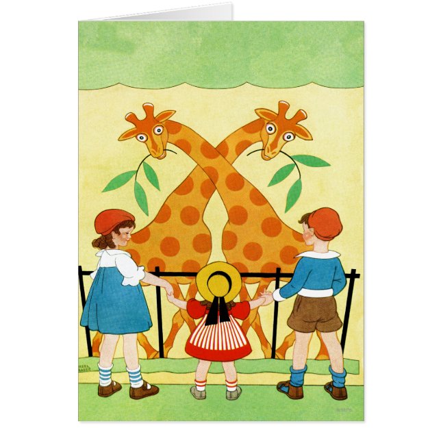 Cartão Um dia no jardim zoológico (Frente)