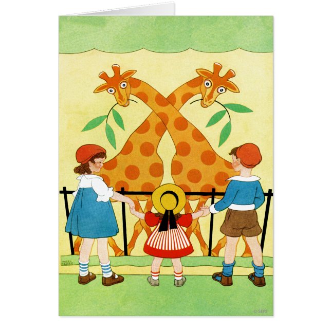 Cartão Um dia no jardim zoológico (Frente)