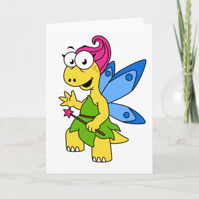 Cartão Um Dinossauro Fairysaur De Cartoon. (Frente)