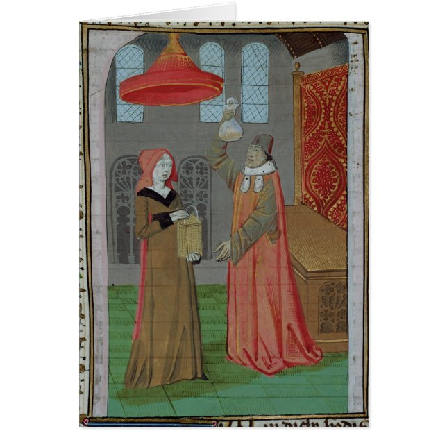 Cartão Um doutor que examina a urina do St. Elizabeth (Frente)