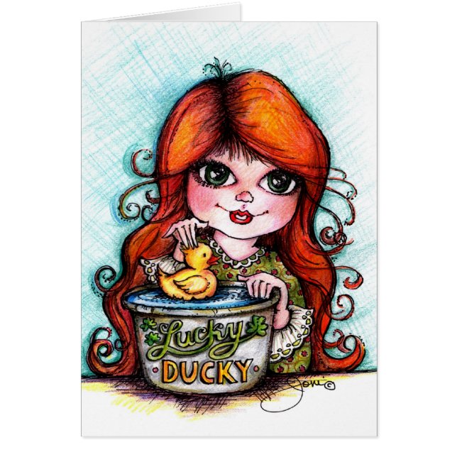 Cartão Um Ducky afortunado! (Frente)