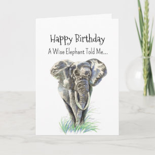 Cartão Um Elefante Personalidade de Aniversário