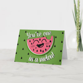 Cartão Um em um aniversário verde Melon Cute Watermelon