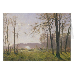 Cartão Um esclarecimento em uma madeira outonal, 1890