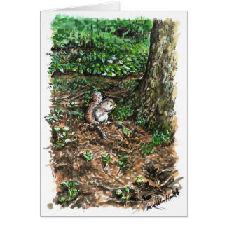 Cartão Um esquilo ocupado