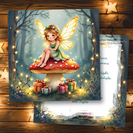 Cartão Um Fada de Natal Personalizado Cottage Core