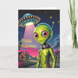Cartão Um Feliz Dia das Bruxas Alienígenas
