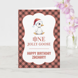 Cartão Um Ganso Alegre Personalizado Primeiro Aniversário