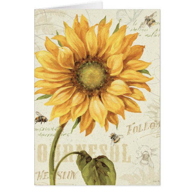 Cartão Um girassol amarelo (Frente)