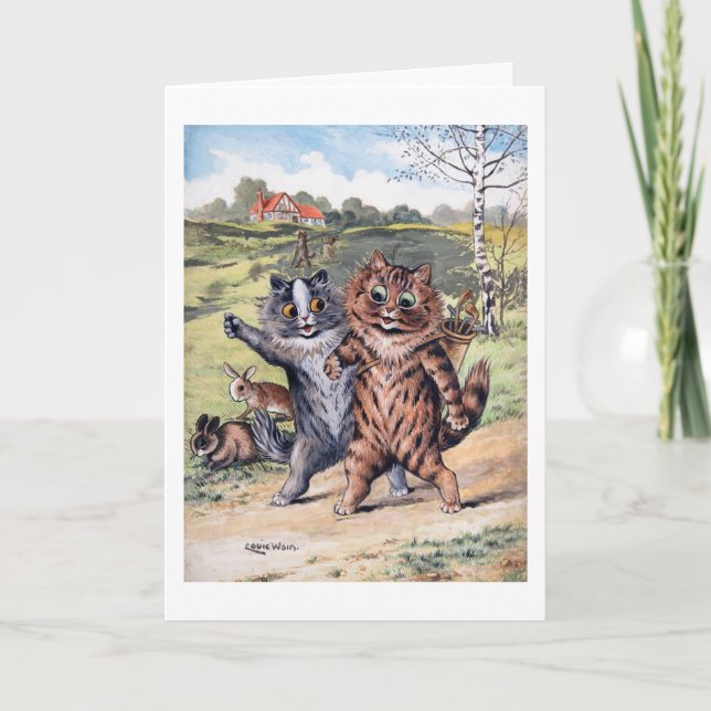 Cartão Um jogo de golfe, Louis Wain (Frente)