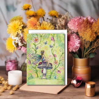 Cartão Um Lugar Feliz Flor Fada Arte Fantasia