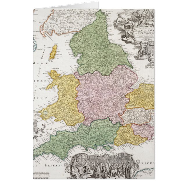 Cartão Um mapa de Inglaterra | 1760 (Frente)