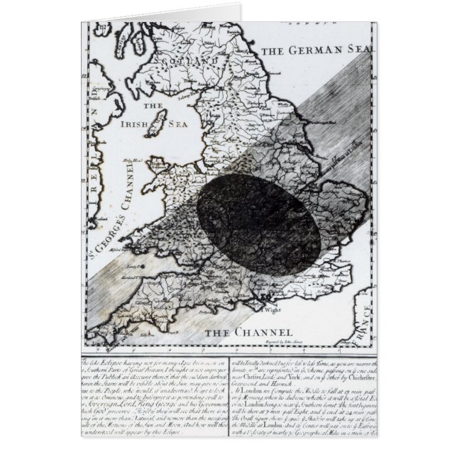 Cartão Um mapa que mostra a passagem da sombra da lua (Frente)