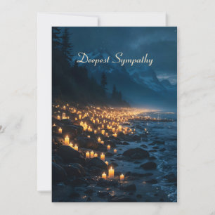 Cartão Um mar de luzes de velas na praia no escuro
