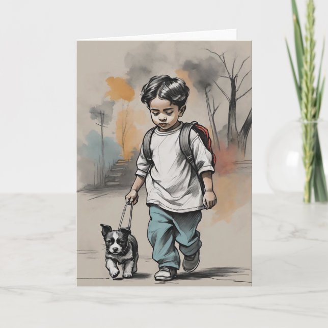 Cartão Um Menino e Seu Amigo (Frente)