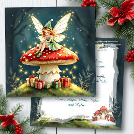 Cartão Um Natal Cottage Core Fada Cogumelo Personalizado