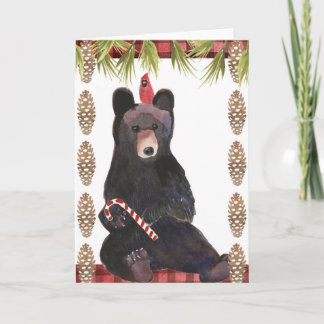 Cartão Um Natal Muito Beary com Pinhas