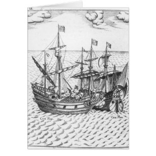 Cartão Um navio de tesouro espanhol