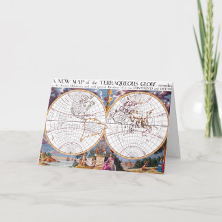 Cartão Um Novo Mapa Do Terraqueous Globe Greeting Card