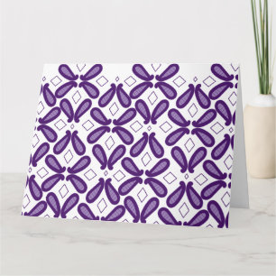 Cartão Um padrão simétrico com m branco e roxo