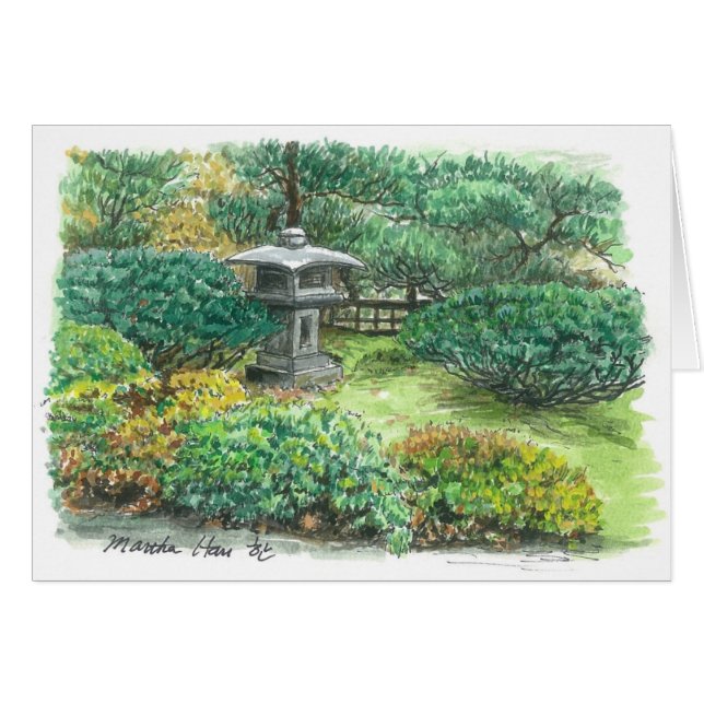 Cartão Um pagode em um jardim asiático (Frente Horizontal)