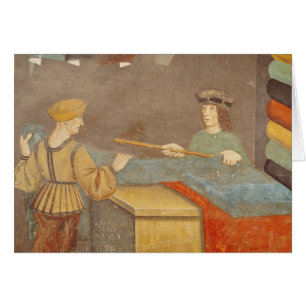 Cartão Um pano de medição mercante de pano