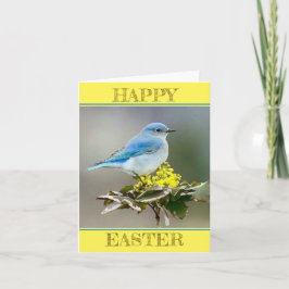 Cartão Um Pássaro Azul na Primavera