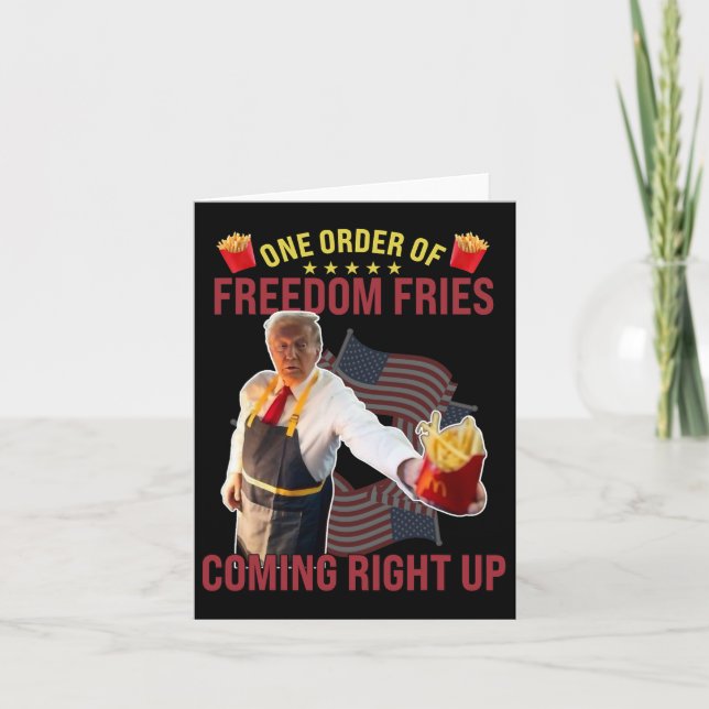 Cartão Um pedido engraçado de batatas da liberdade chegan (Frente)