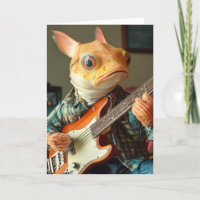 Um peixe-gato engraçado tocando guitarra fantasia 